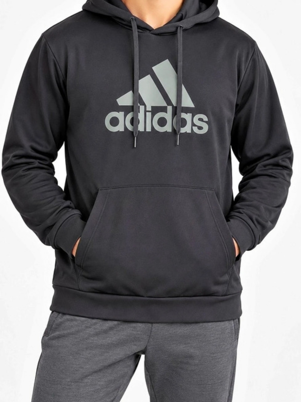 Adidas Men’s XL AEROREADY Black Fleece Pullover Hoodie Logo Sweatshirt